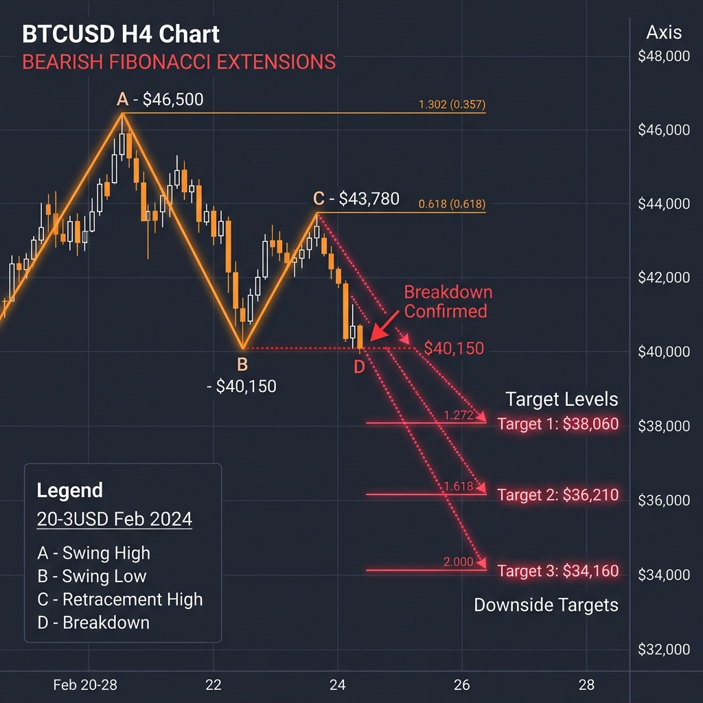 Bearish Fibonacci Extensions Projection