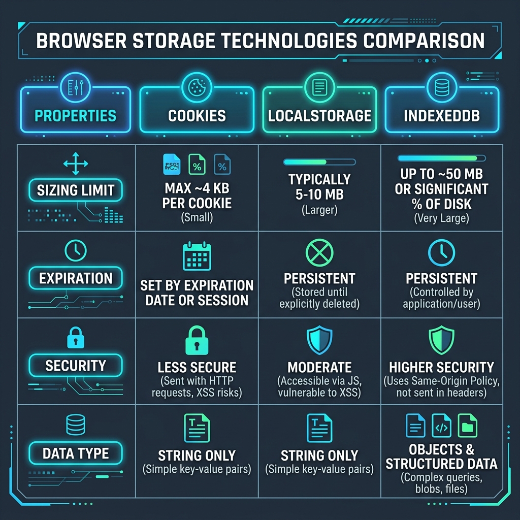 Browser Storage Technologies Comparison