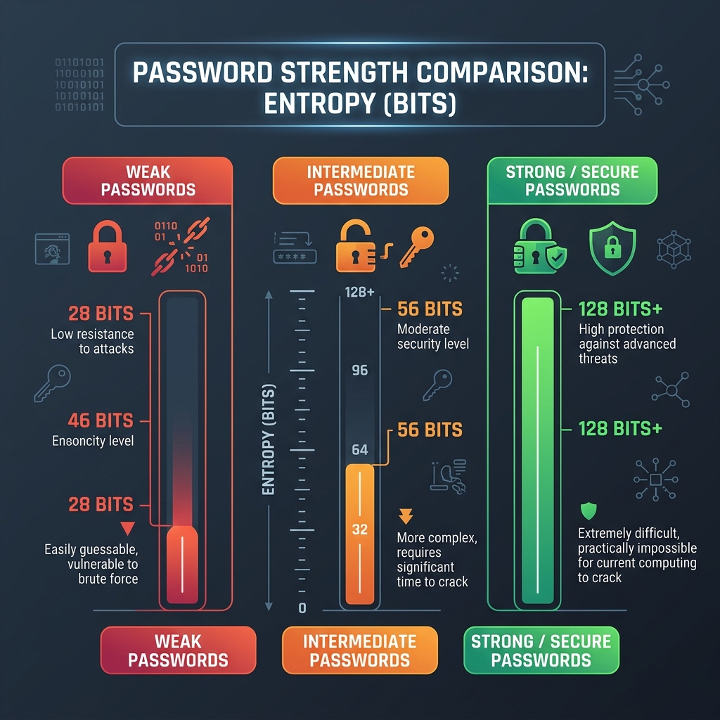 Password Strength Comparison: Entropy (Bits)